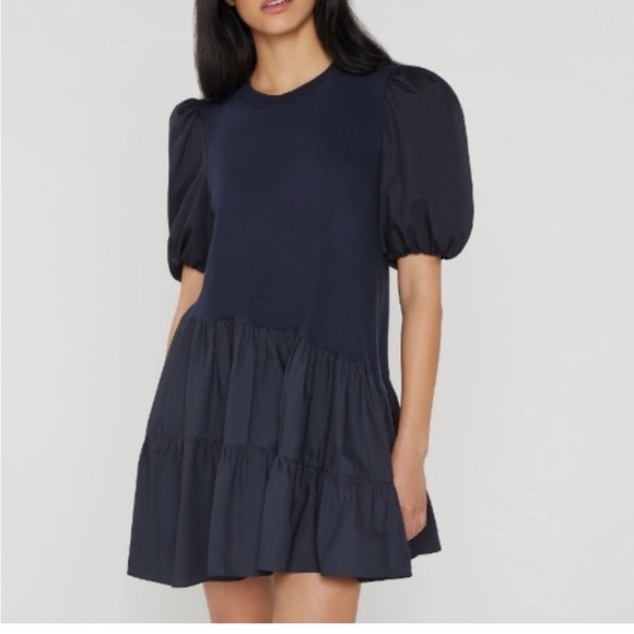 Cinq A Sept Caitlin Puff-Sleeve Mini Dress Navy - Picture 10 of 10